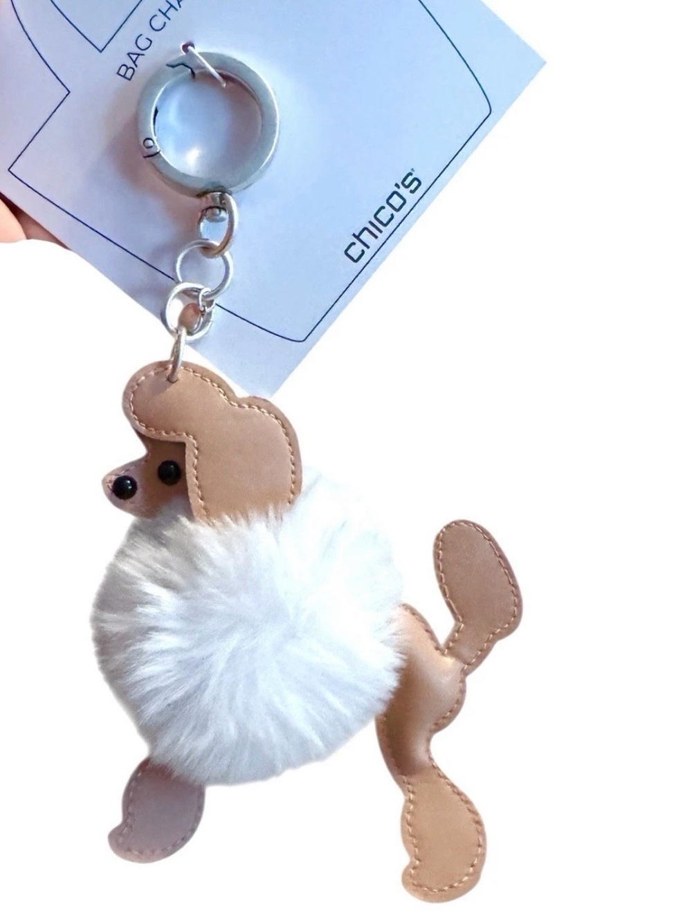 Fluffy Pink Poodle Bag Charm Keychain From Chico’s, NWT